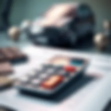 A calculator and documents representing loan calculations