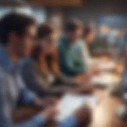 A diverse group collaborating on technology access initiatives