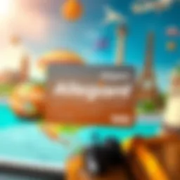 The Allegiant Visa Card displayed prominently with travel-related imagery in the background.