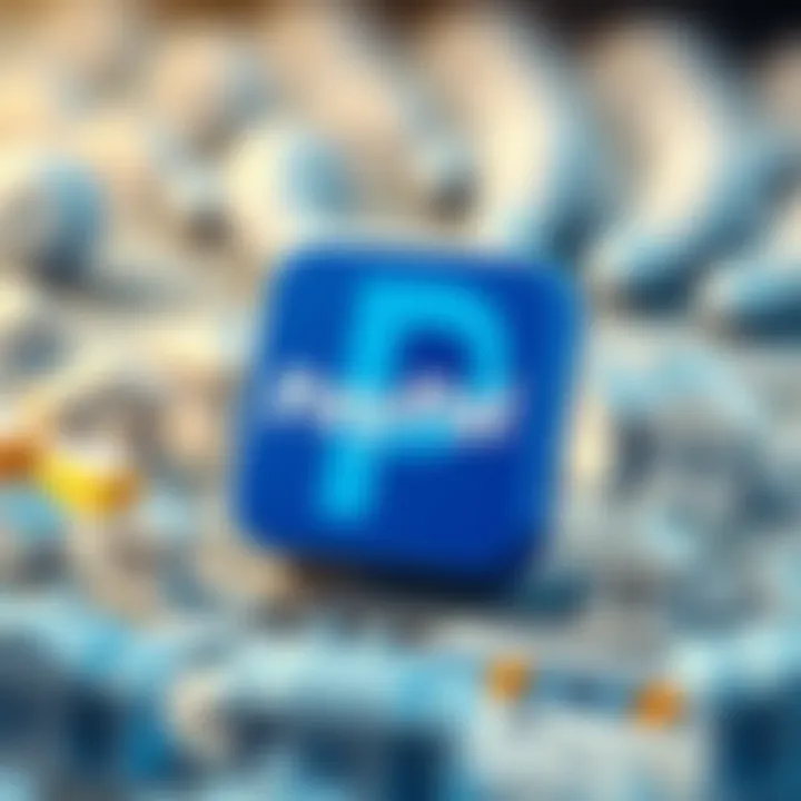 Logo of PayPal with bank icons around