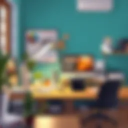 Creative workspace setup for YouTube channel