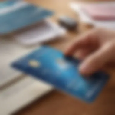 A person analyzing credit score impacts with an American Express card in view