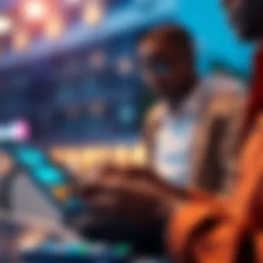 User Interaction with Digital Finance Close-up of a user engaging with a digital finance platform