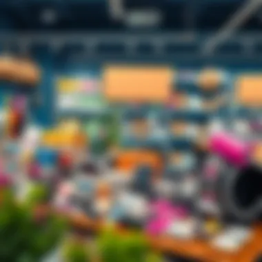 Showcasing Products Effectively Diverse products displayed attractively for sale