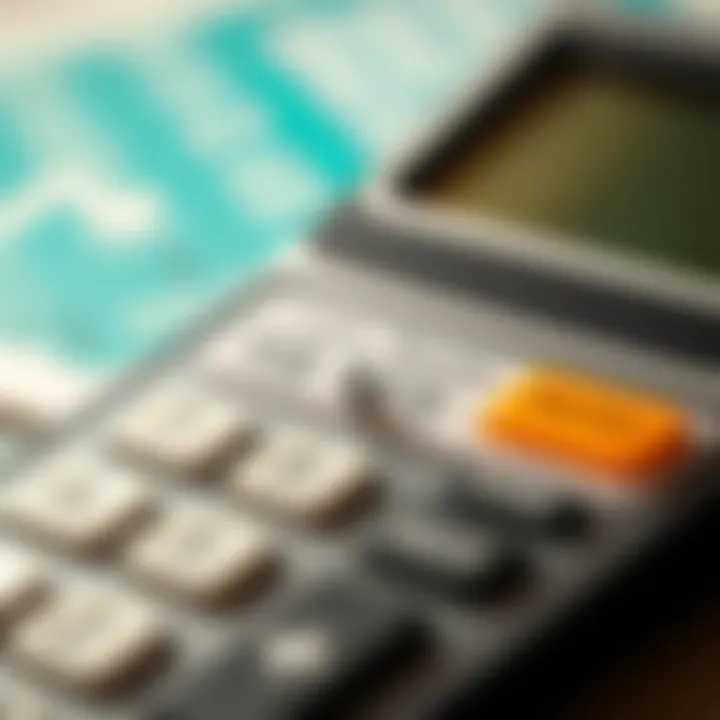 Close-up of a calculator with loan repayment figures