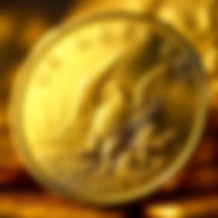 Close-up of a gold coin showcasing its purity