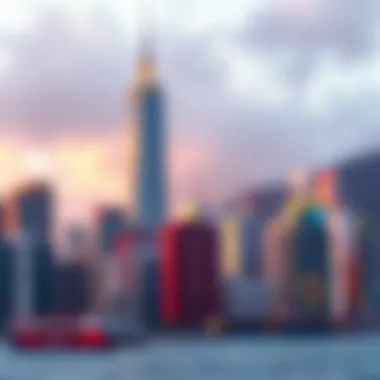 Skyline of Hong Kong showcasing financial buildings