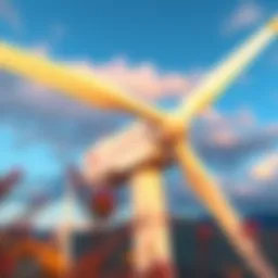 A wind turbine harnessing energy from natural winds