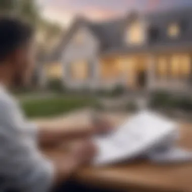 Illustration of a distressed homeowner reviewing financial documents