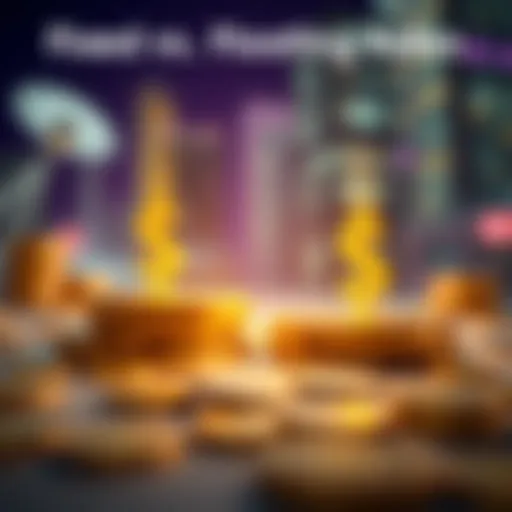 Visual comparison of fixed and floating interest rates