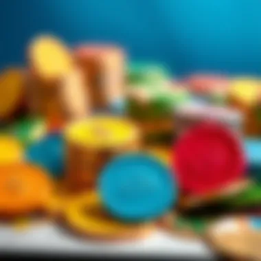 Colorful tokens representing various investments