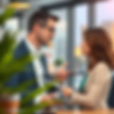 Real estate agent discussing property investments