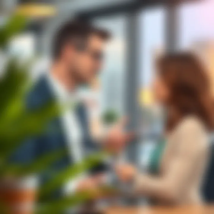 Real estate agent discussing property investments