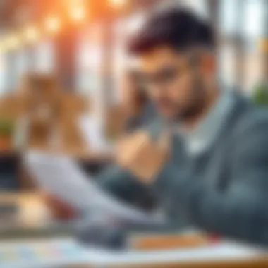 An individual thoughtfully engaging with application forms