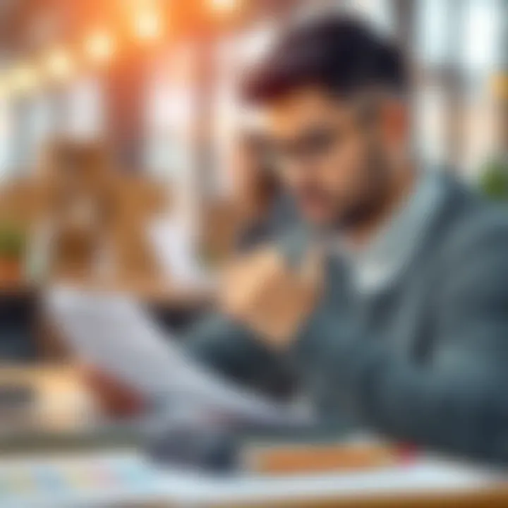 An individual thoughtfully engaging with application forms