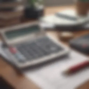 Financial documents and calculators on a desk.