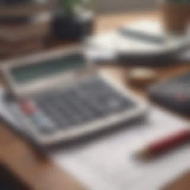 Financial documents and calculators on a desk.