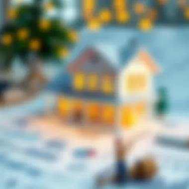 Blueprint of a house with financial charts