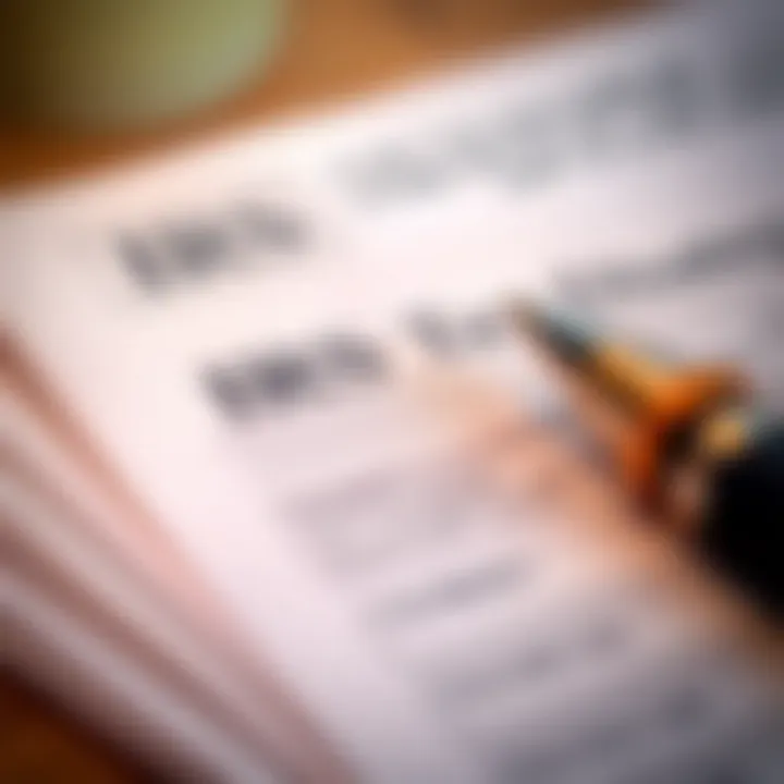 A close-up of paperwork detailing IRS tax documents