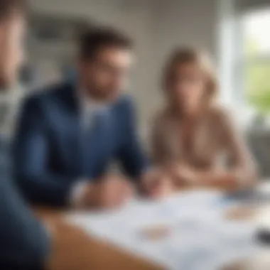 A mortgage broker analyzing financial documents with a couple, showcasing the importance of financial assessment.