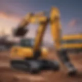 Excavator on a construction site highlighting used machinery