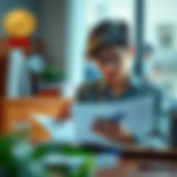 A student reviewing application documents