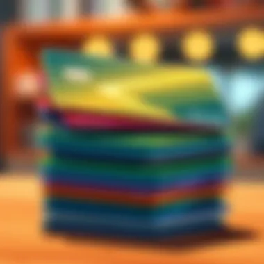 An illustration of various flat rate cash back cards stacked together