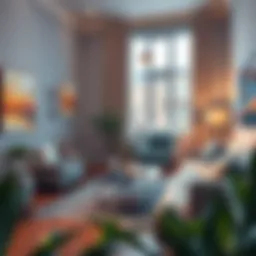 Professional staging of a living room