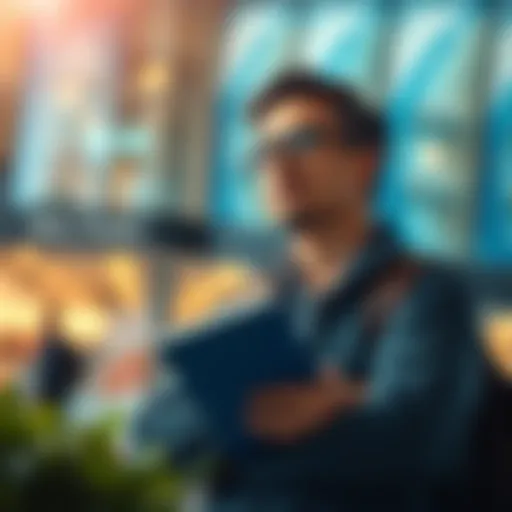 Contemplating Financial Options A person contemplating financial options with a notebook.