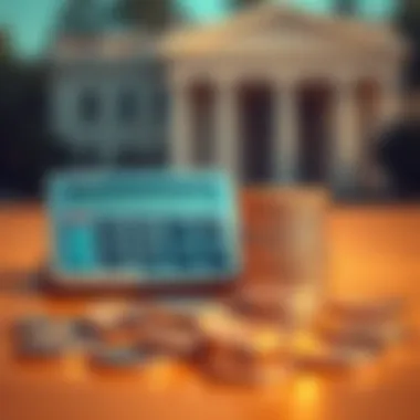 Savings Calculations A calculator and a stack of coins representing savings calculations.