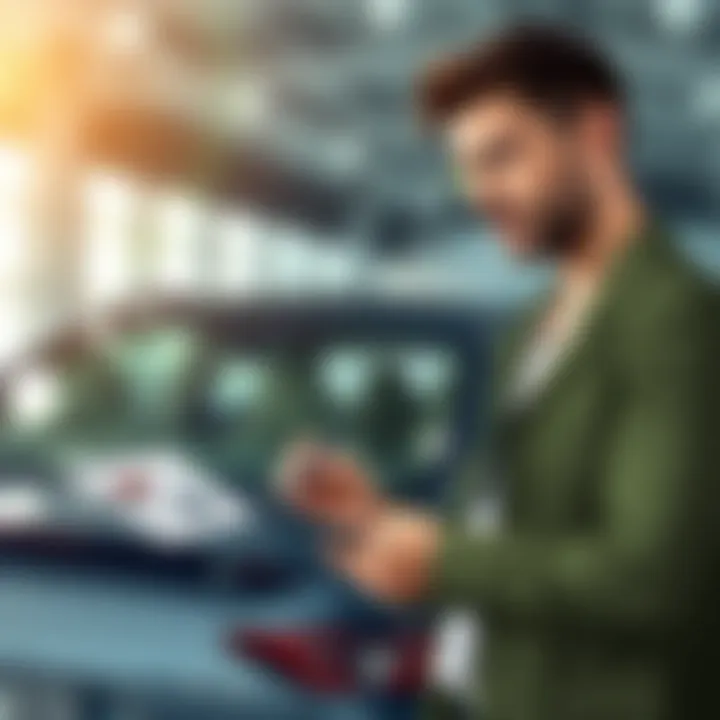 A thoughtful individual evaluating trade-in options on a notepad