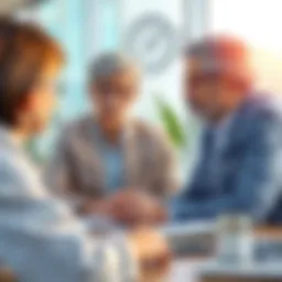 A financial advisor discussing retirement options with clients