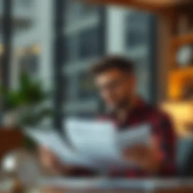 A thoughtful individual reviewing documents, indicating personal financial assessment