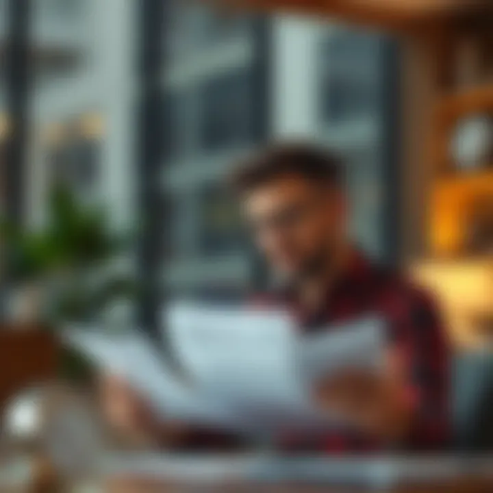 A thoughtful individual reviewing documents, indicating personal financial assessment