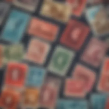 A chart illustrating the market value trends of various postage stamps.