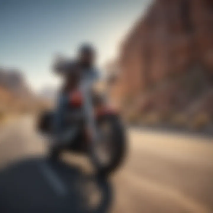 A scenic ride showcasing a Harley Davidson motorcycle on an open road.