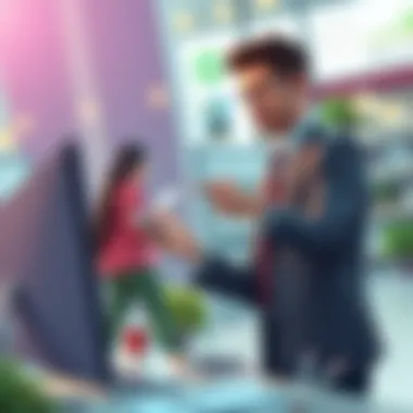 Illustration of a self-employed individual engaged in business activities