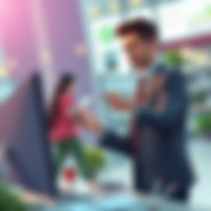 Illustration of a self-employed individual engaged in business activities