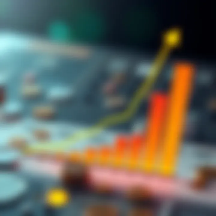 A visual representation of a credit score chart on an upward trend