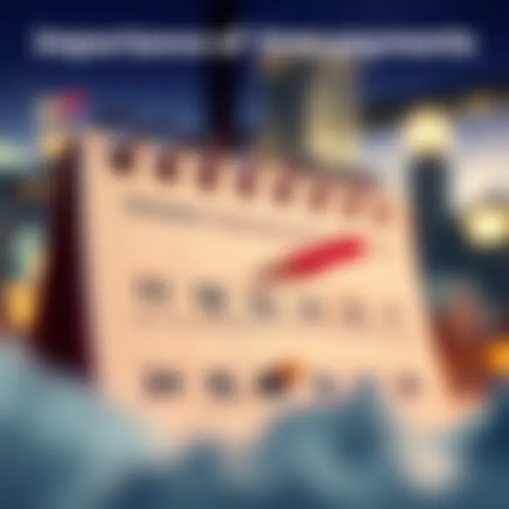 Illustration of a calendar with marked dates for payments