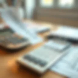 A calculator with medical bills and a pen on a table