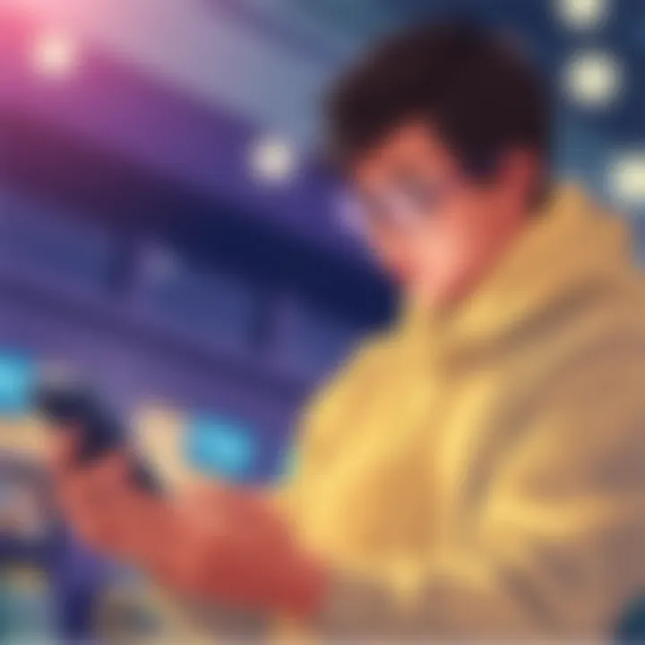 User engaging with survey apps