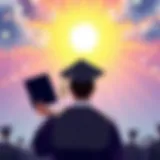 A graduate holding a diploma with a bright future ahead