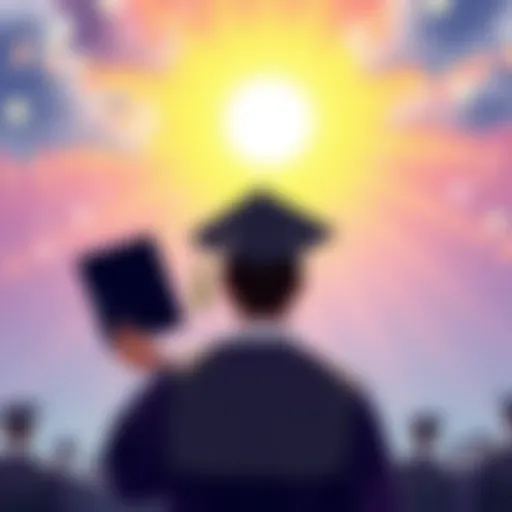 A graduate holding a diploma with a bright future ahead