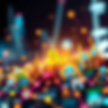 Blockchain's Influence Across Industries Visual representation of blockchain technology intertwined with various industries.