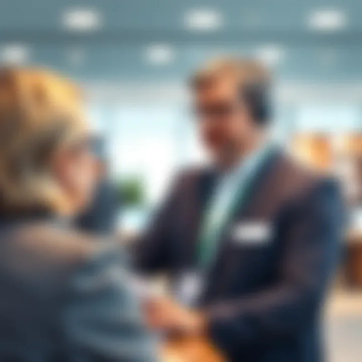 Customer service representative assisting a client