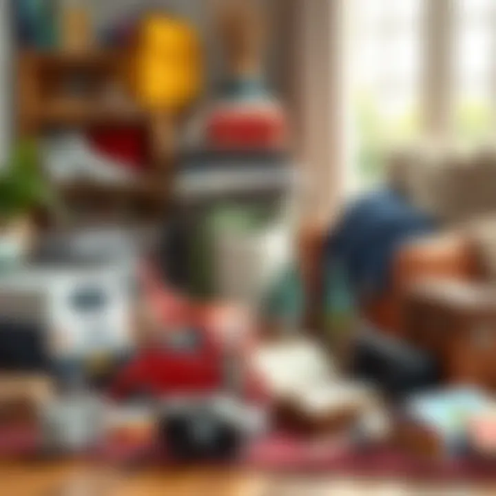 Representation of various personal belongings for contents insurance