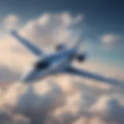 Private jet soaring through the clouds