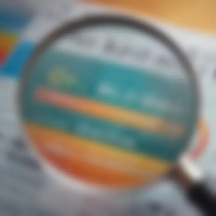 Close-up of a credit score report with a magnifying glass