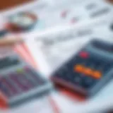 Illustration of tax forms and calculators